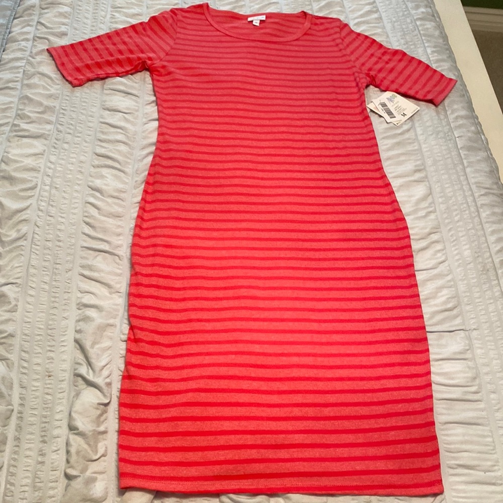 NWT Pink in Pink Striped Julia Dress by LuLaRoe |Size M